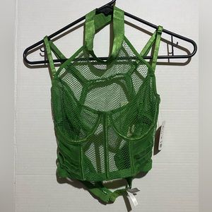 Green Net Lace Layered Corset Bra Top My Boo Size Medium